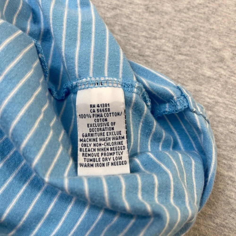 Polo Ralph Lauren Shirt Mens XL Light Sky Blue White Feed Stripe Pima Cotton Tee